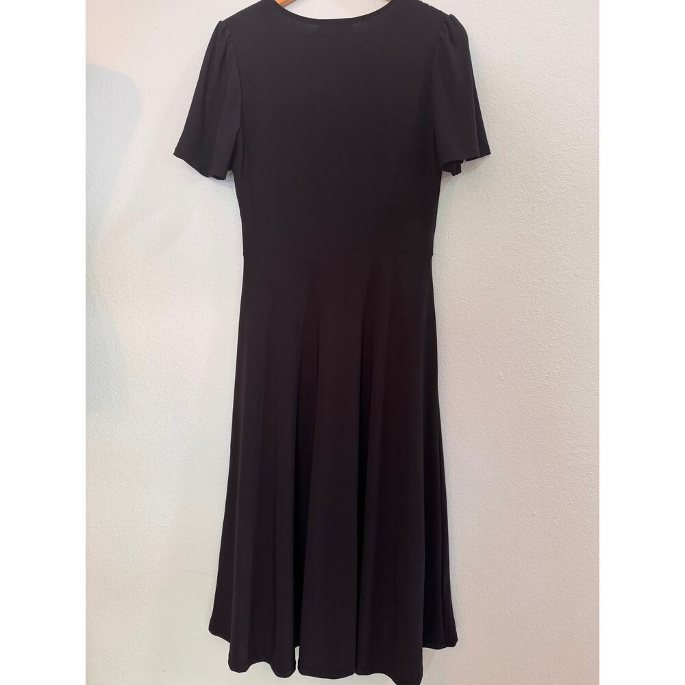 White House Black Market Black Faux Wrap Short Sleeve Dress Size 4 - Picture 3 of 9